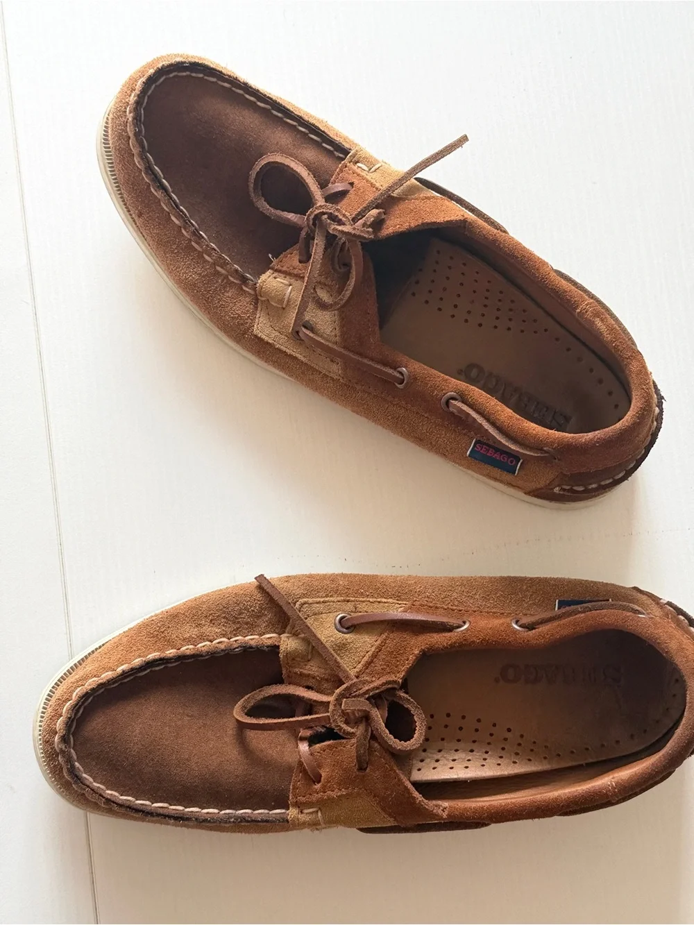 Sebago Tan Leather Deck Suede Loafers